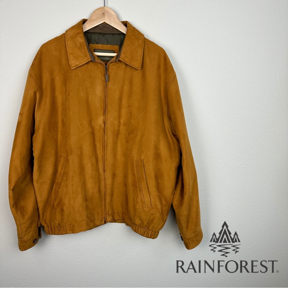 Rainforest tan faux suede bomber‎ jacket